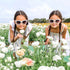 toucca white youth cat eyes polarized sungalsses - two sisters wearing white sunglasses smelling flowers