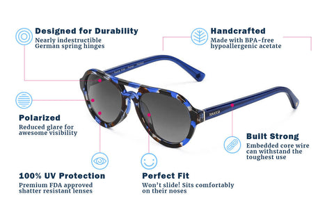 Blue Tortoise Parker - Kids Polarized Aviator Sunglasses